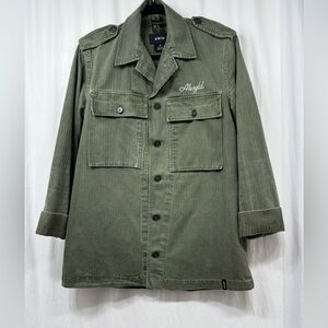 ATWYLD Army Green Military Utility Jacket Shirt Shacket Mens Size Medium